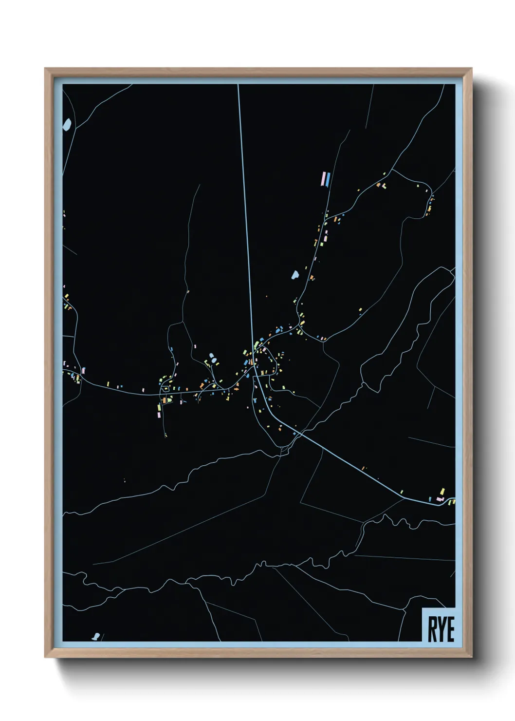 Une affiche de carte sur Rye