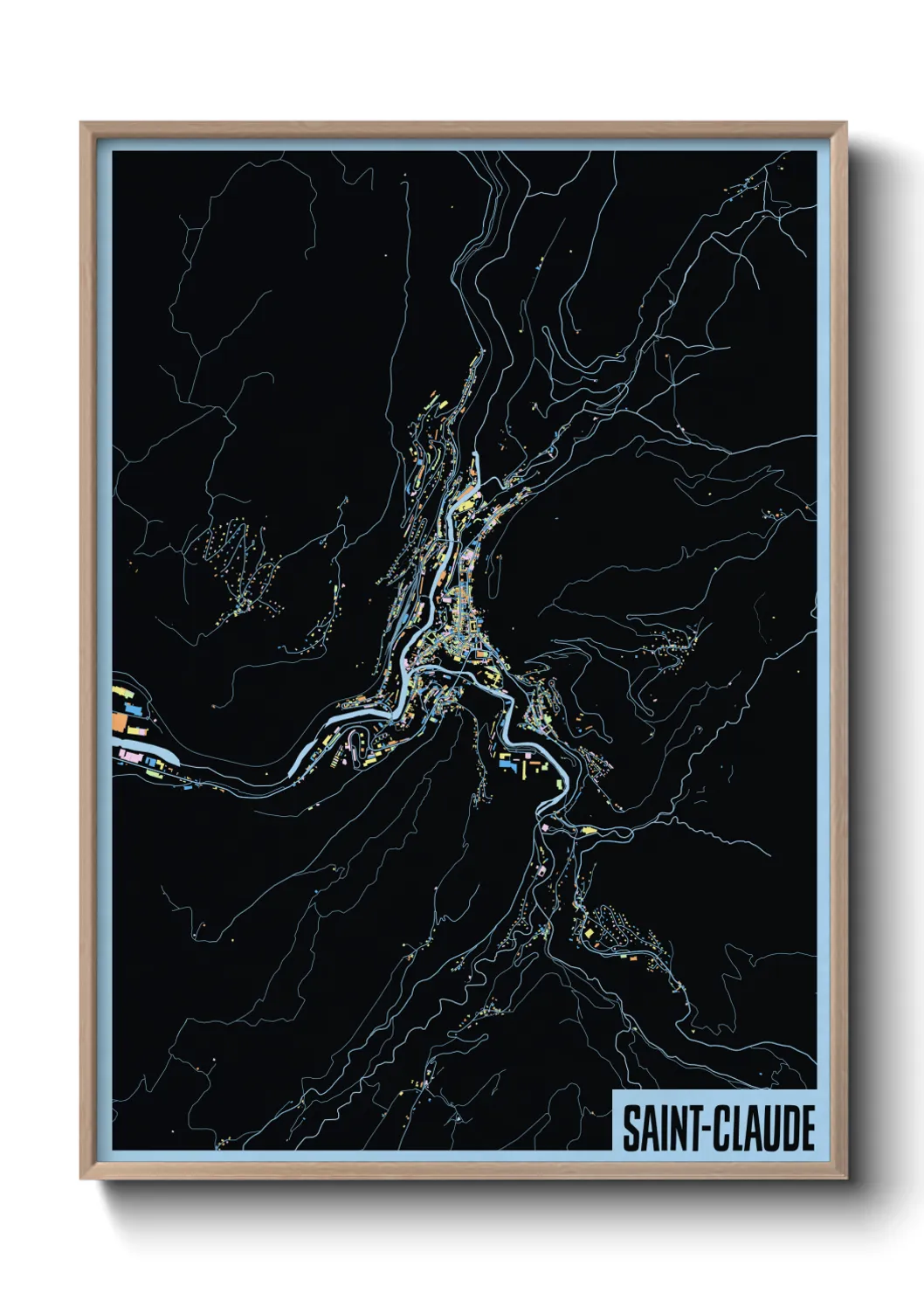 Une affiche de carte sur Saint-Claude