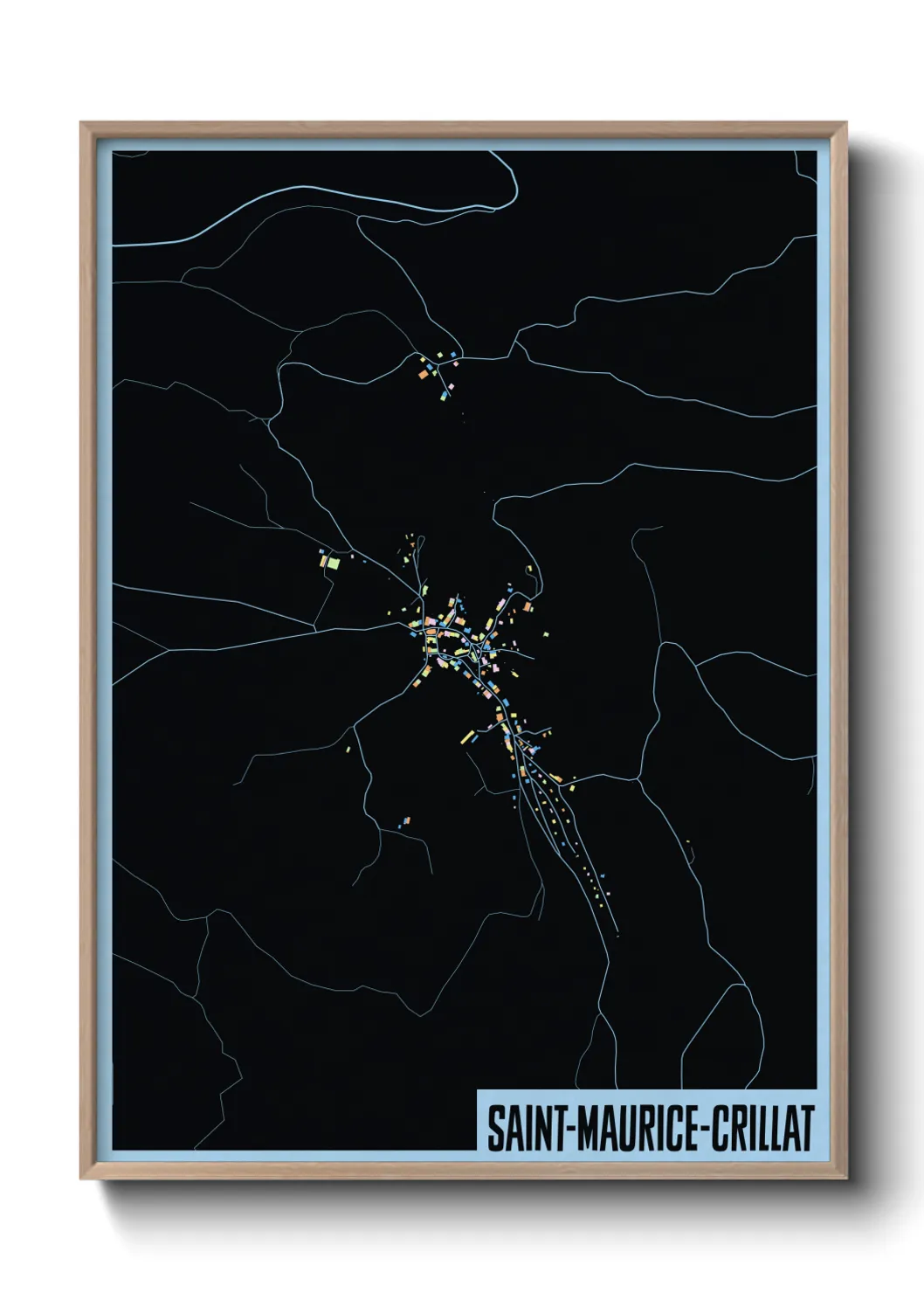 Une affiche de carte sur Saint-Maurice-Crillat