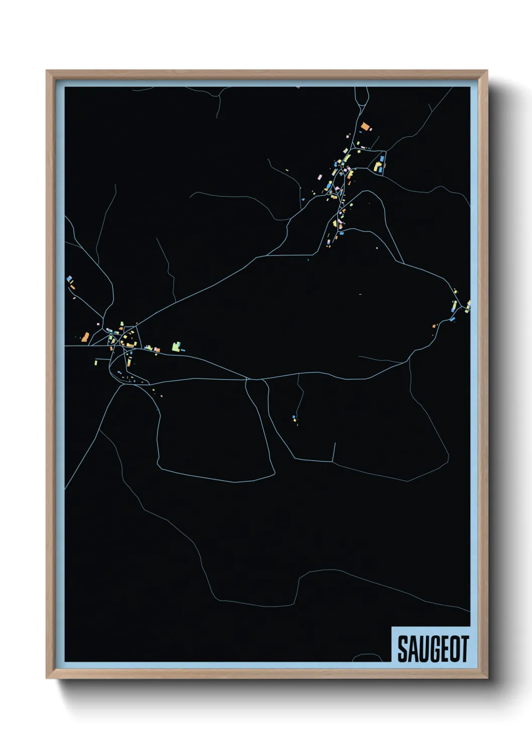 Une affiche de carte sur Saugeot