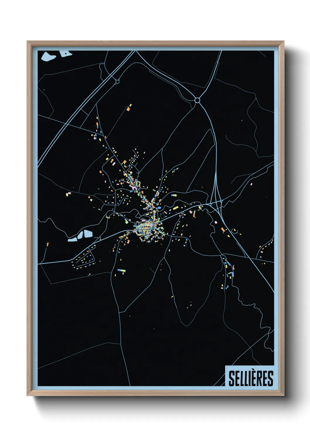 Une affiche de carte sur Sellières