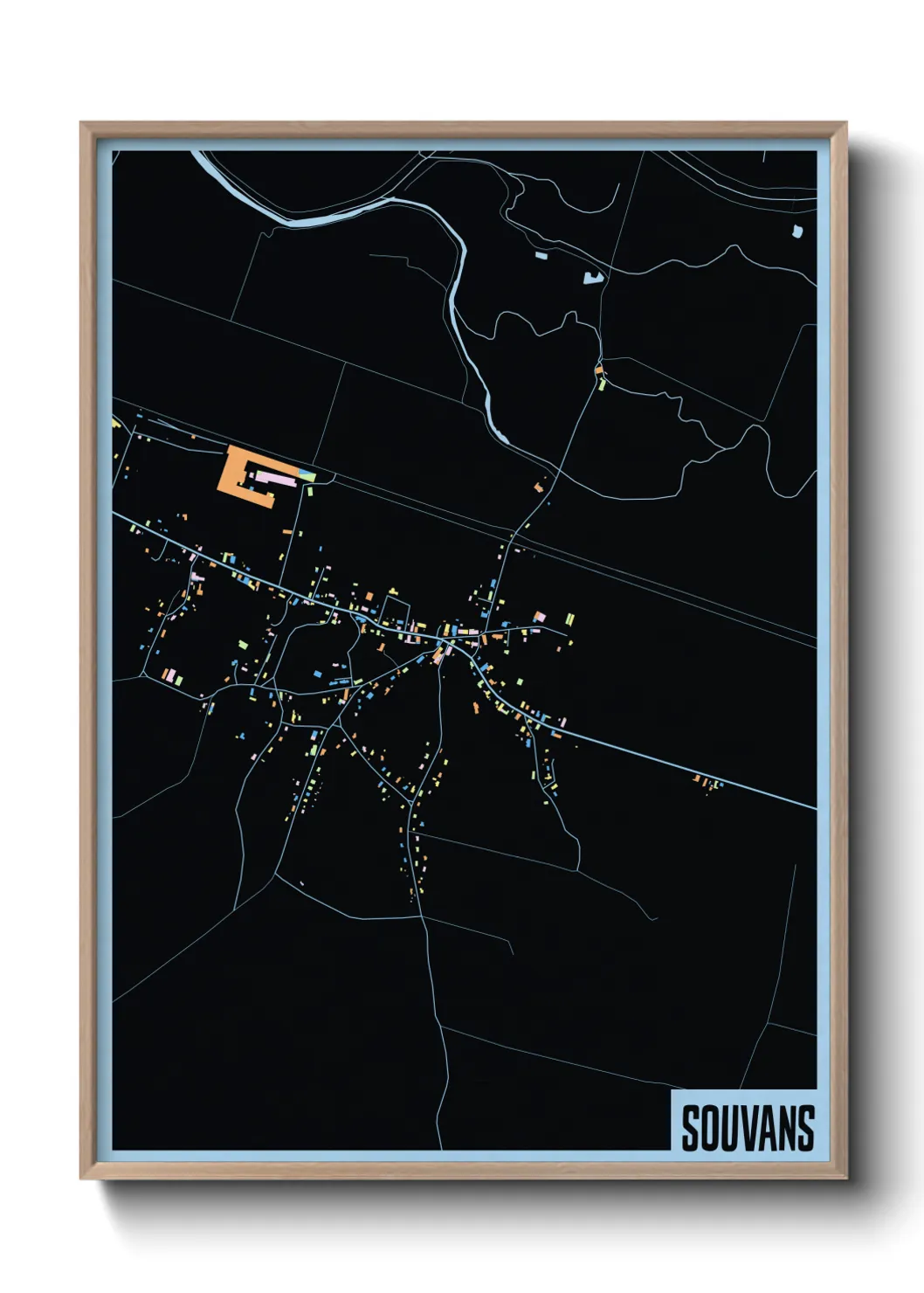 Une affiche de carte sur Souvans