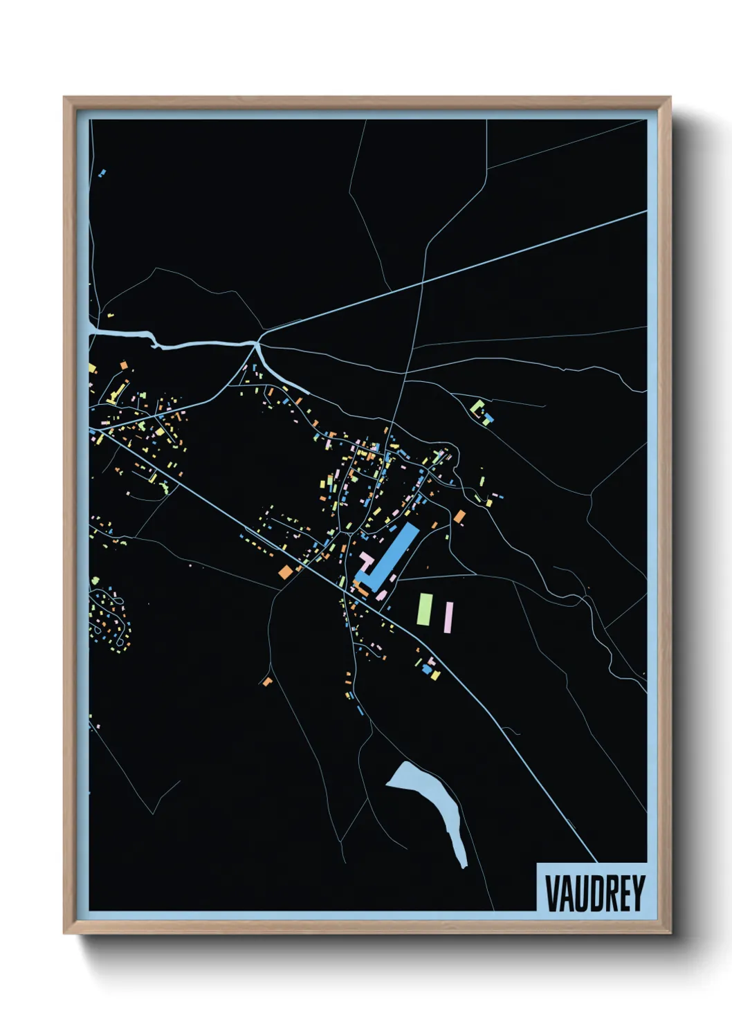 Une affiche de carte sur Vaudrey