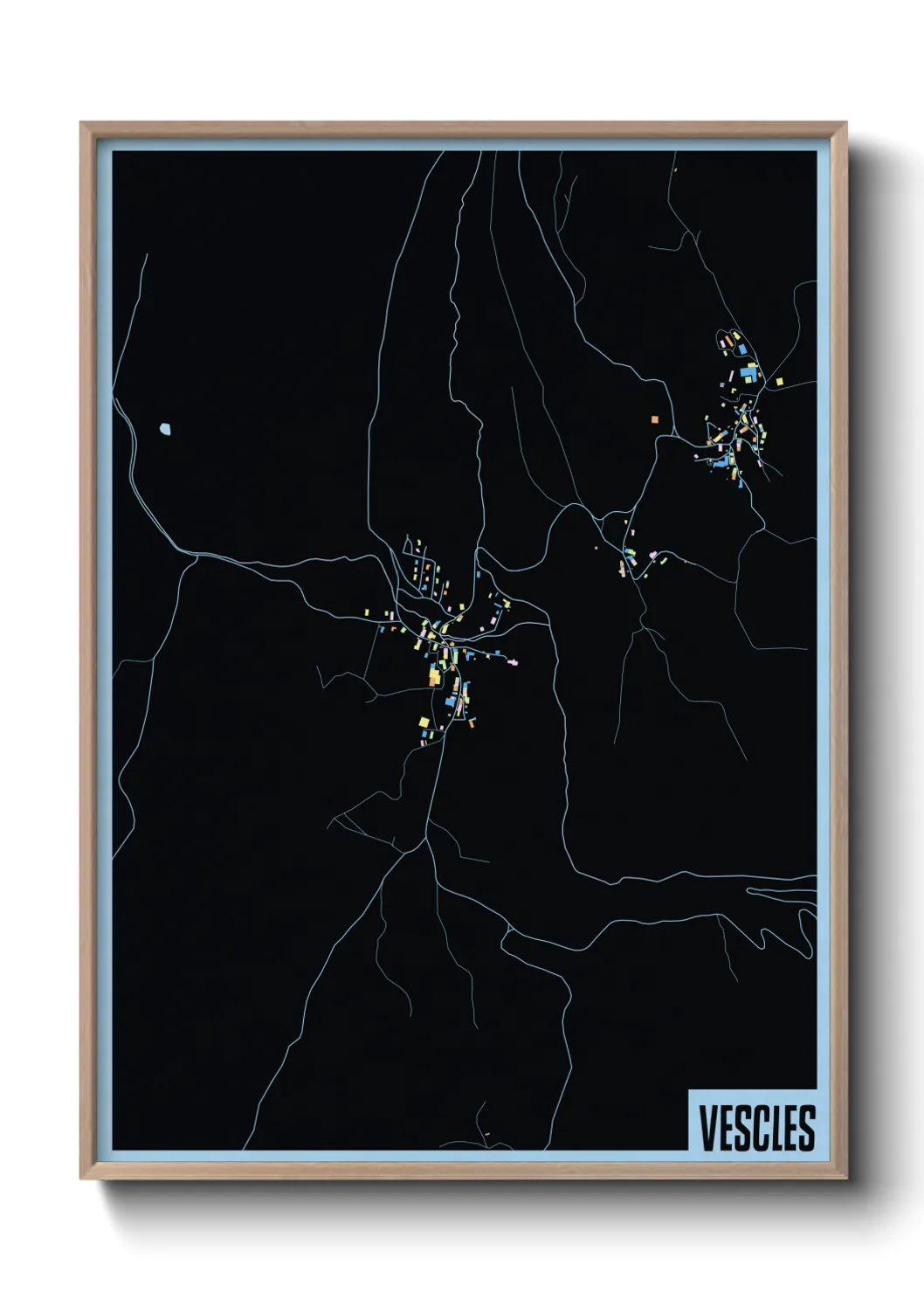 Une affiche de carte sur Vescles