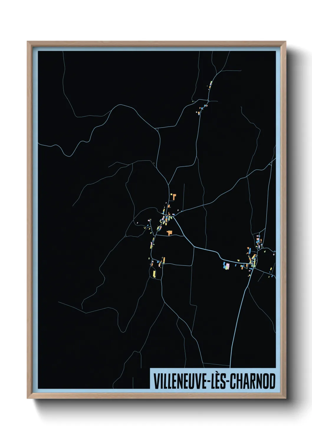 Une affiche de carte sur Villeneuve-lès-Charnod