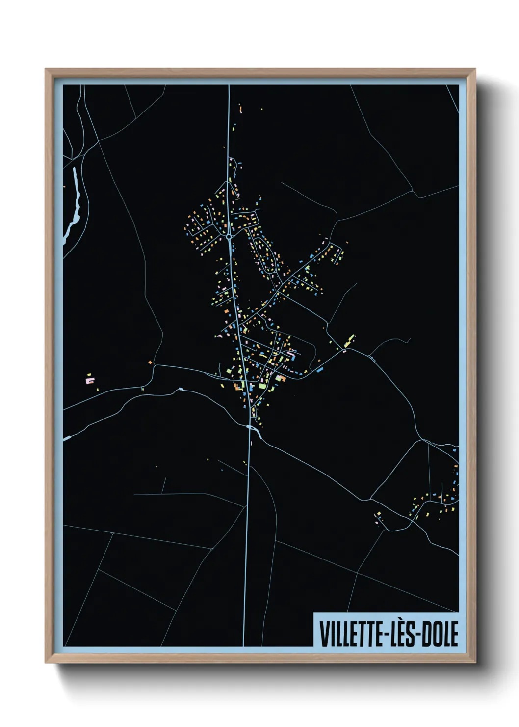 Une affiche de carte sur Villette-lès-Dole