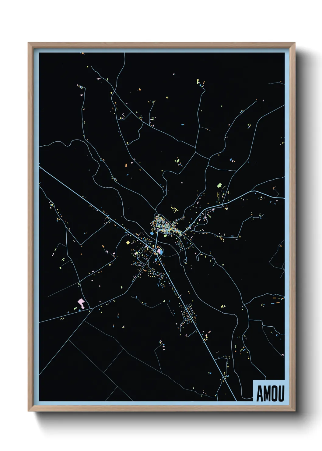 Une affiche de carte sur Amou
