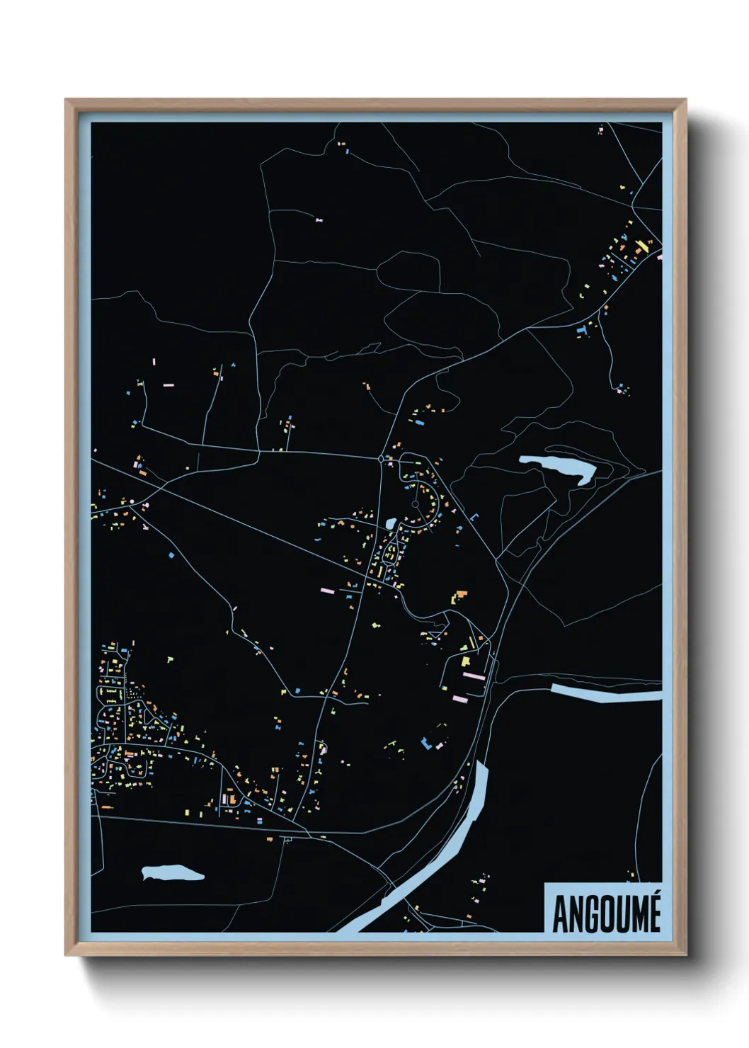 Une affiche de carte sur Angoumé