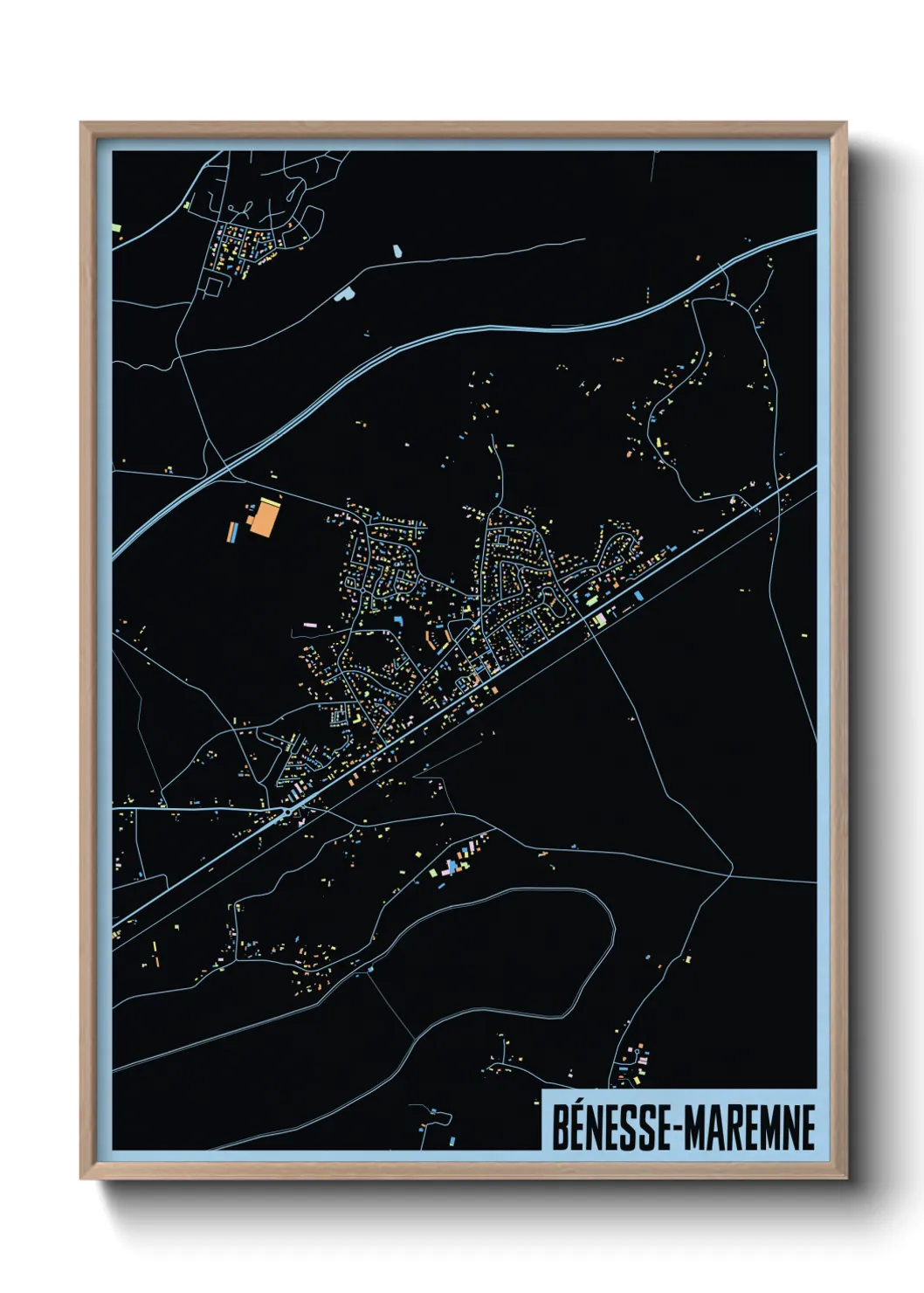 Une affiche de carte sur Bénesse-Maremne