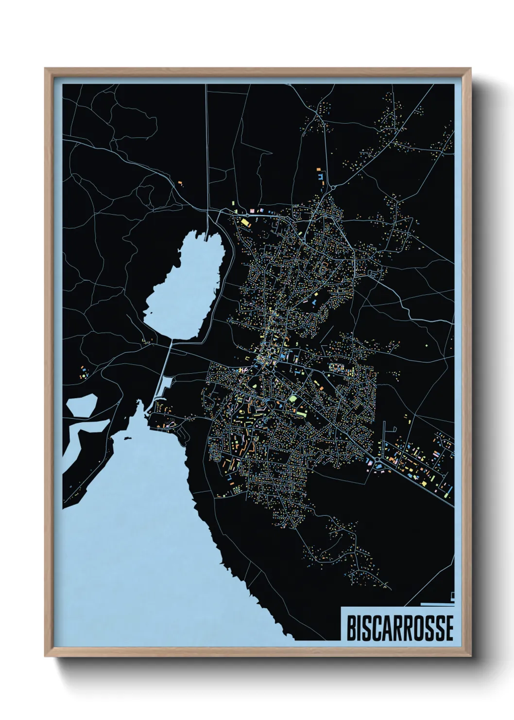 Une affiche de carte sur Biscarrosse