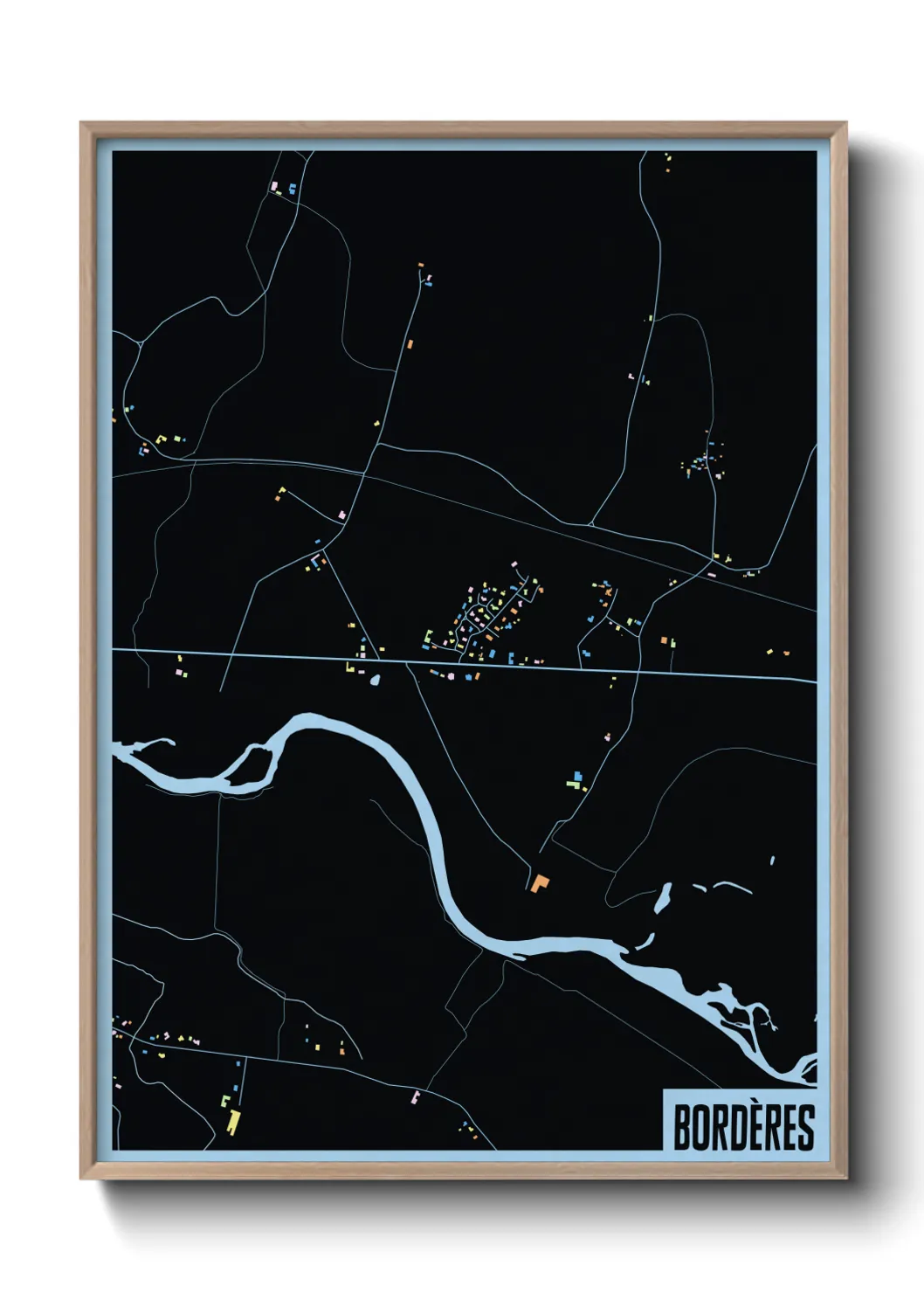 Une affiche de carte sur Bordères