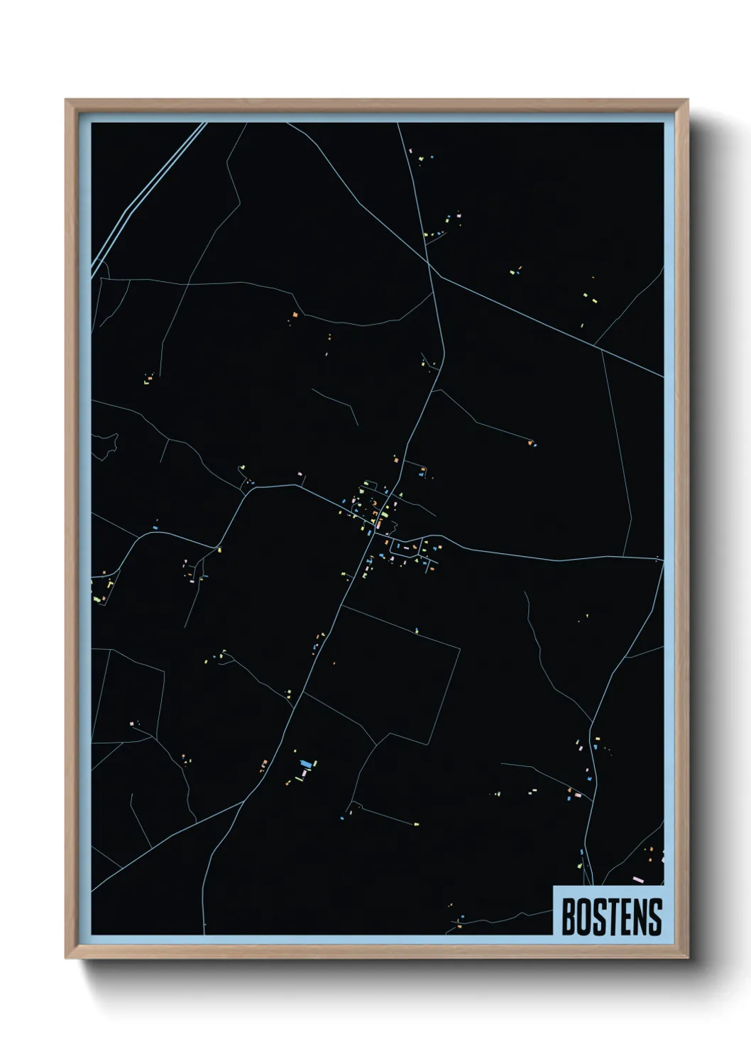 Une affiche de carte sur Bostens