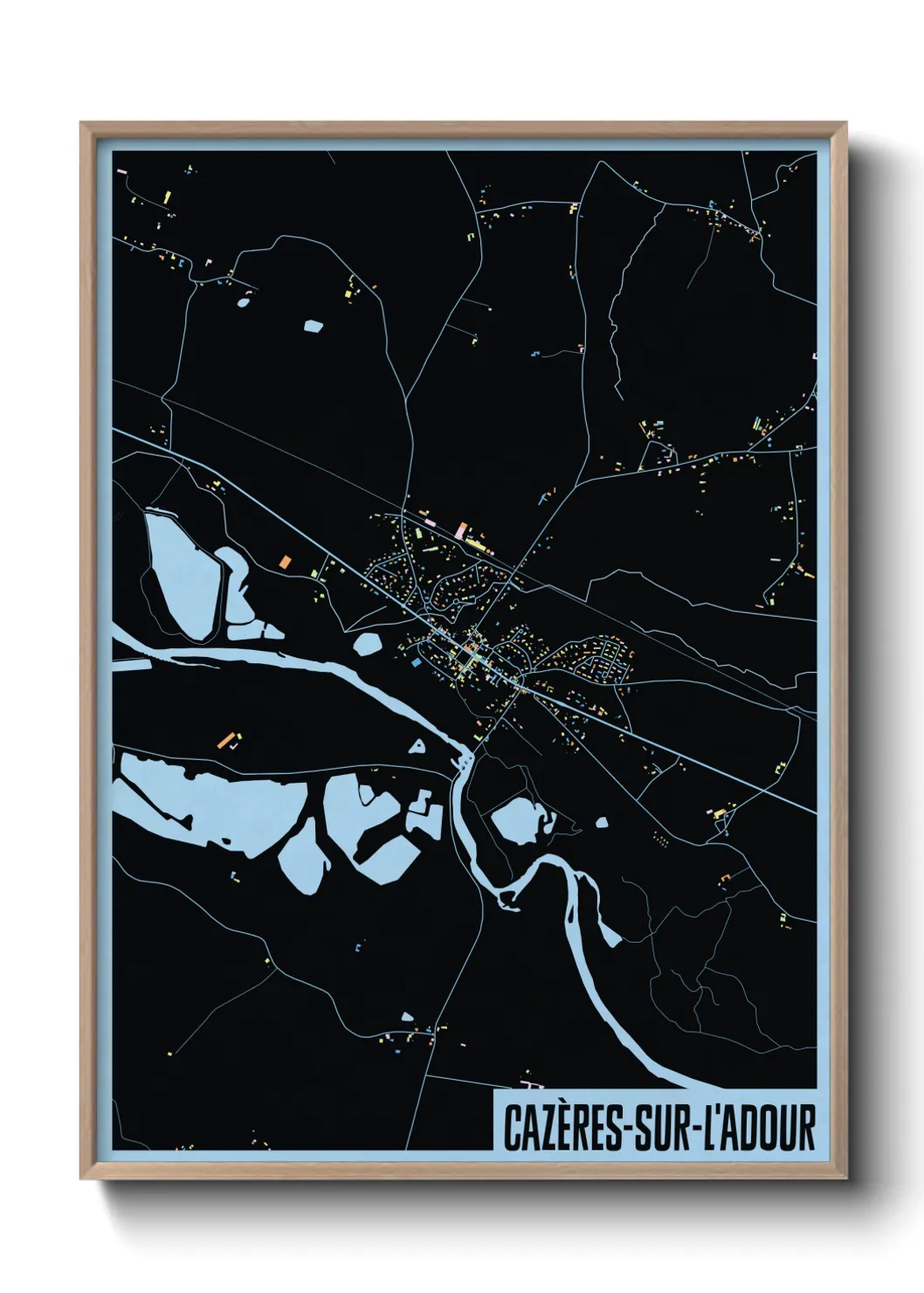 Une affiche de carte sur Cazères-sur-l'Adour