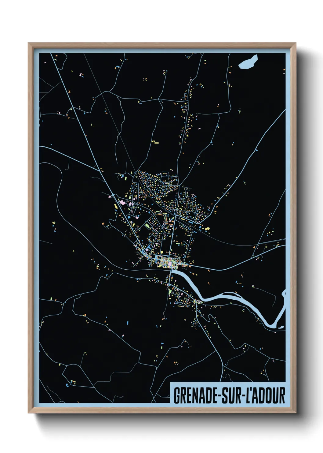 Une affiche de carte sur Grenade-sur-l'Adour