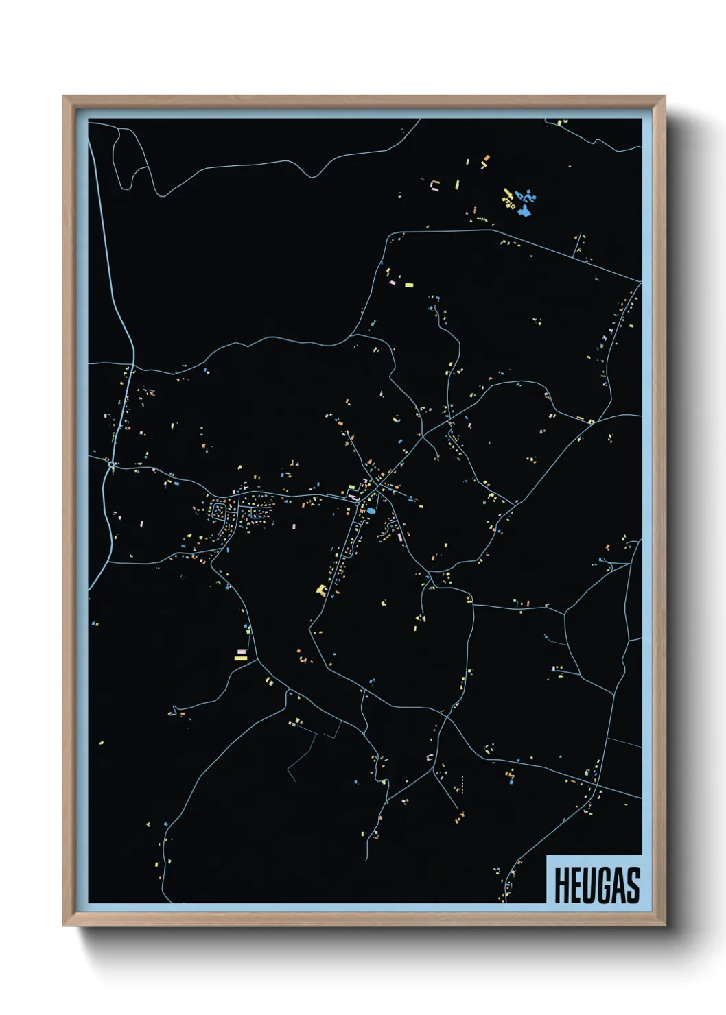 Une affiche de carte sur Heugas