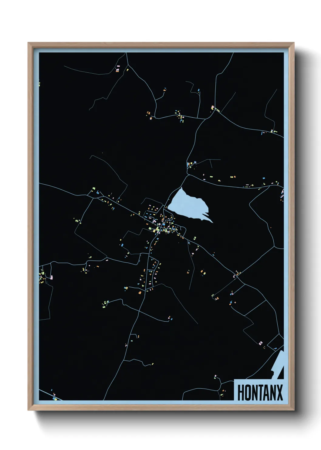 Une affiche de carte sur Hontanx