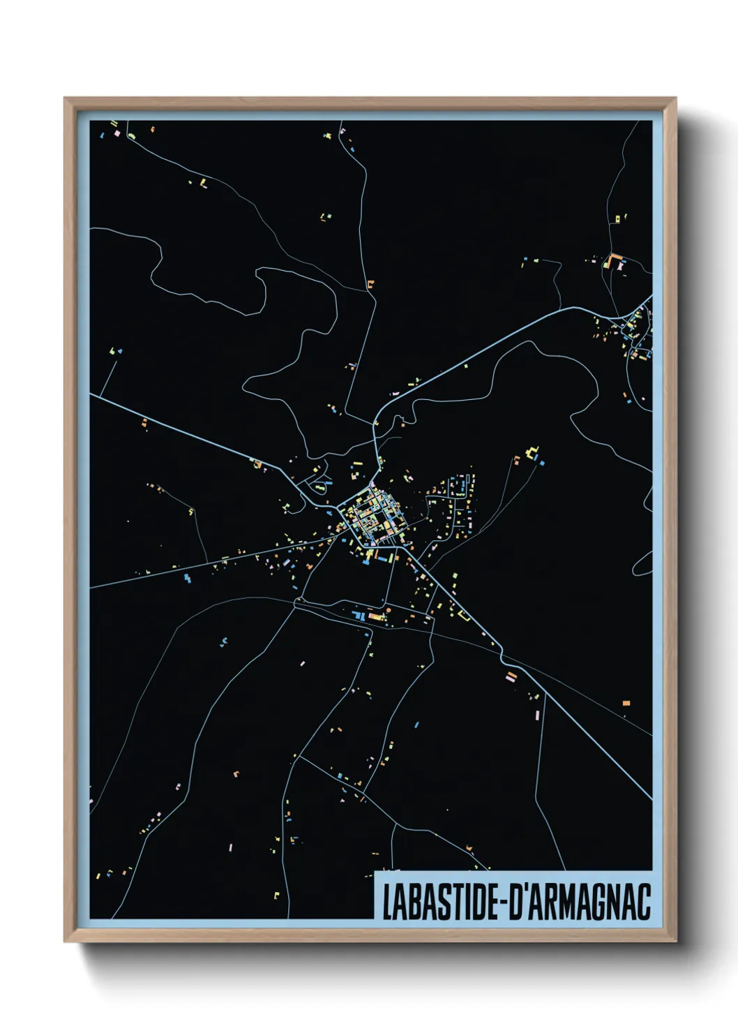 Une affiche de carte sur Labastide-d'Armagnac