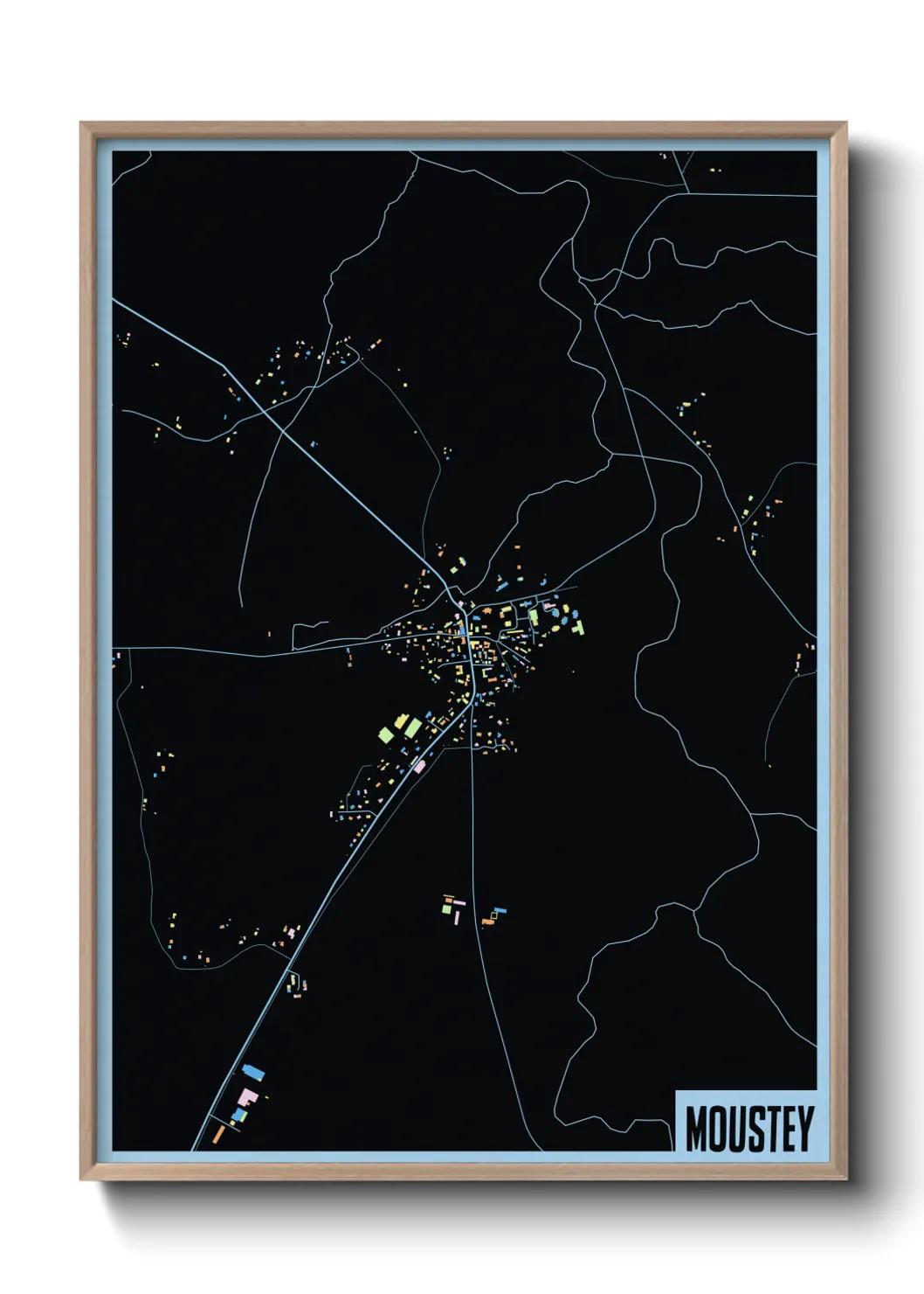 Une affiche de carte sur Moustey