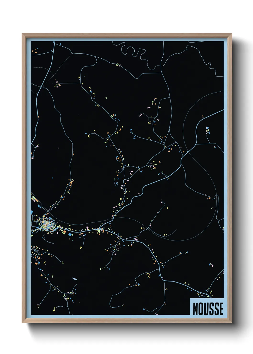 Une affiche de carte sur Nousse