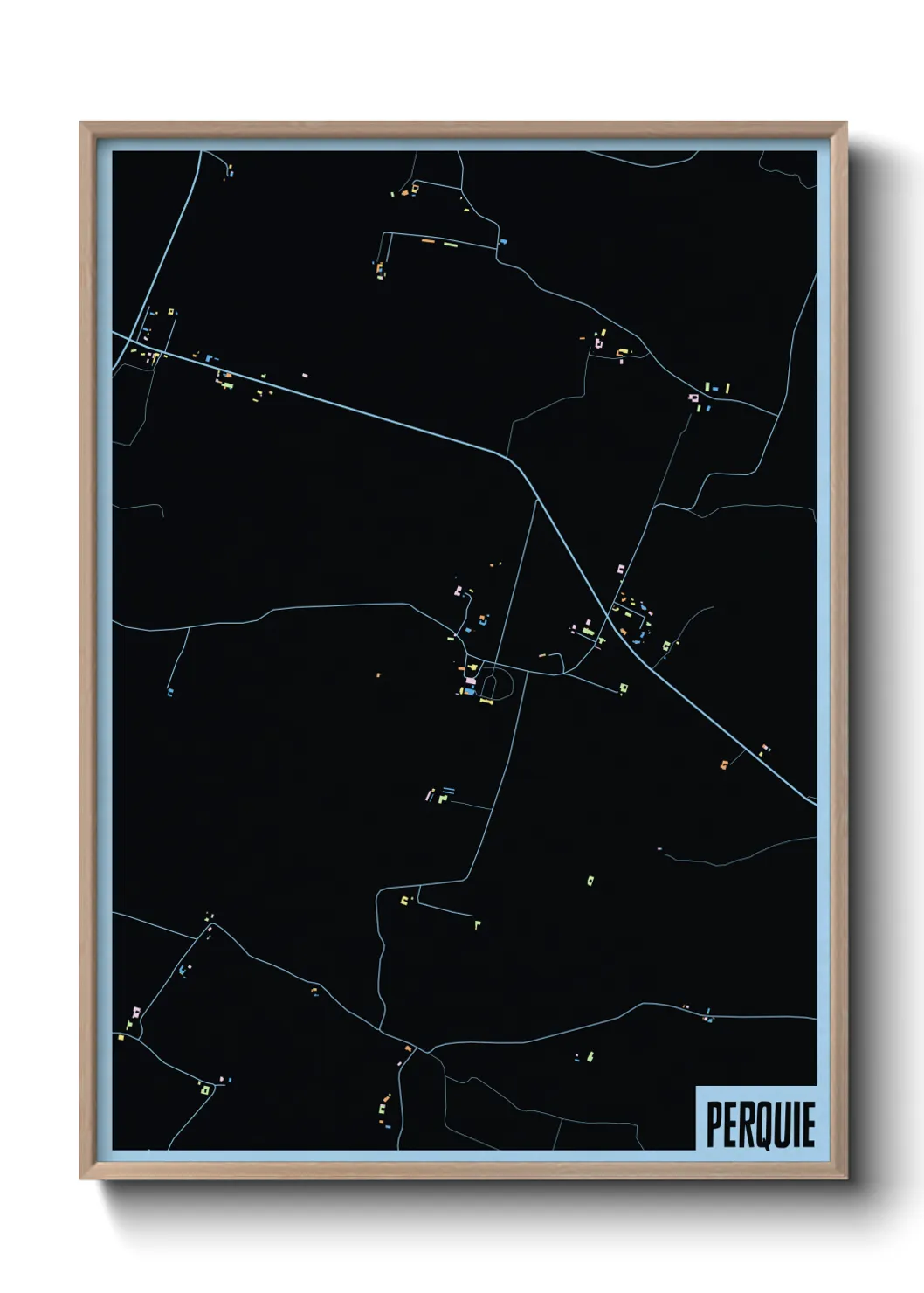 Une affiche de carte sur Perquie