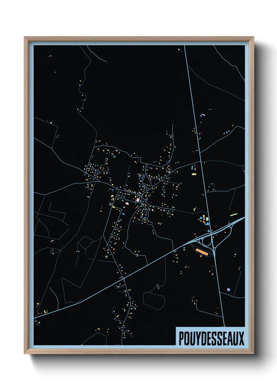 Une affiche de carte sur Pouydesseaux