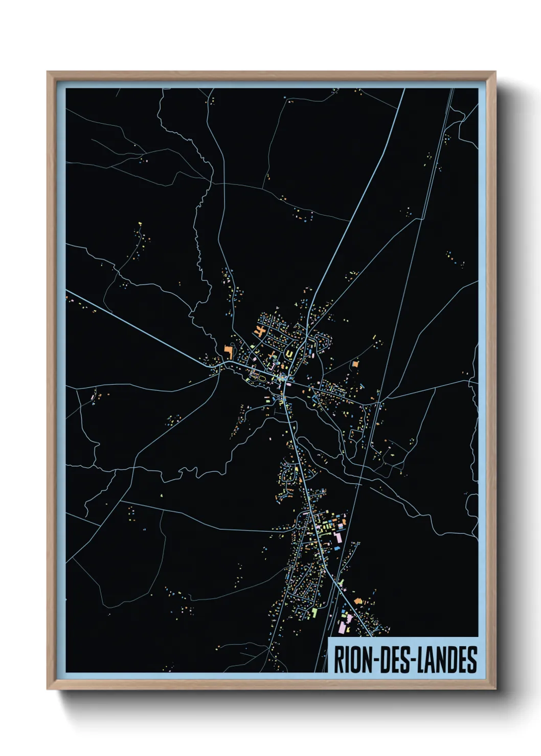 Une affiche de carte sur Rion-des-Landes