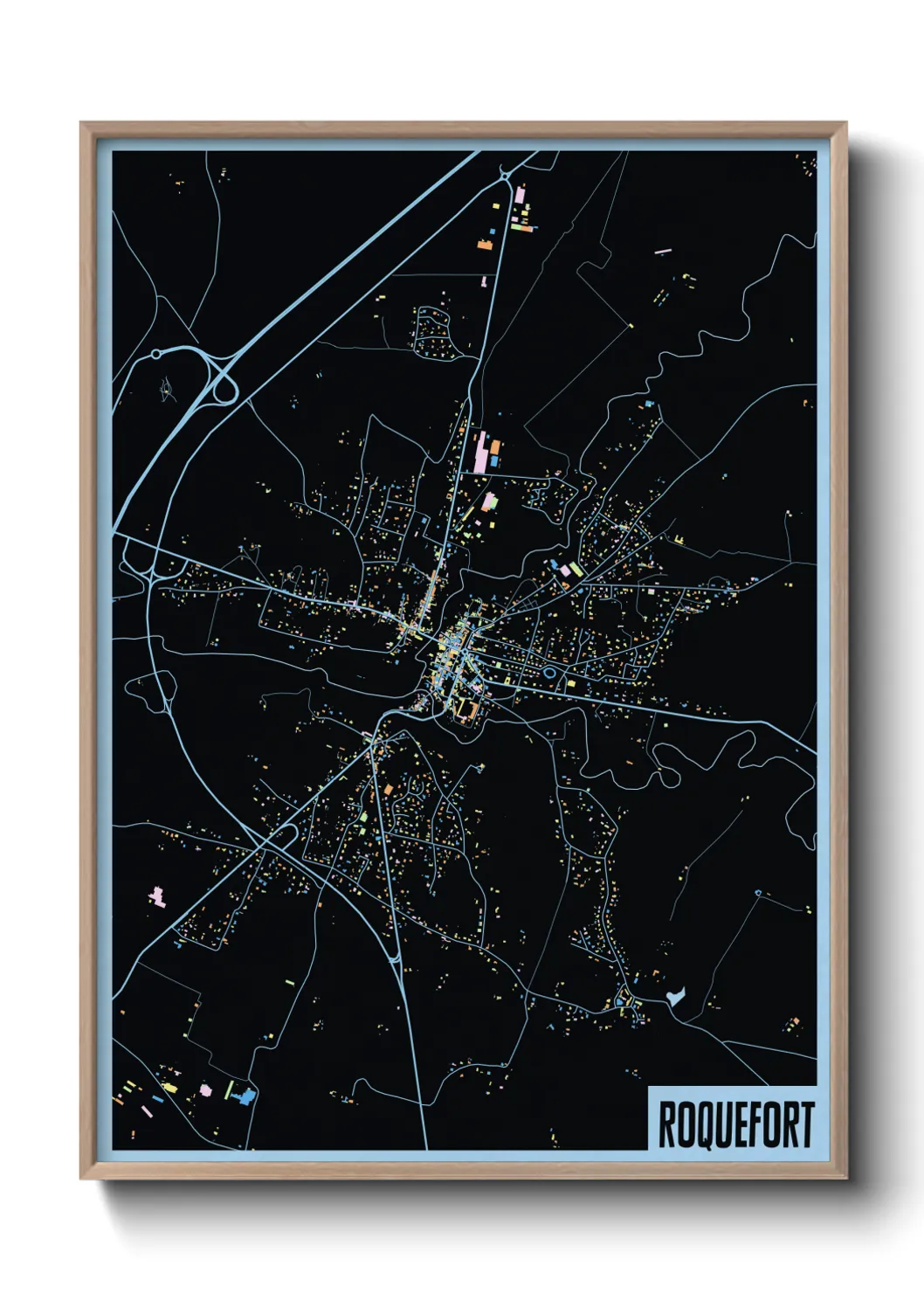 Une affiche de carte sur Roquefort