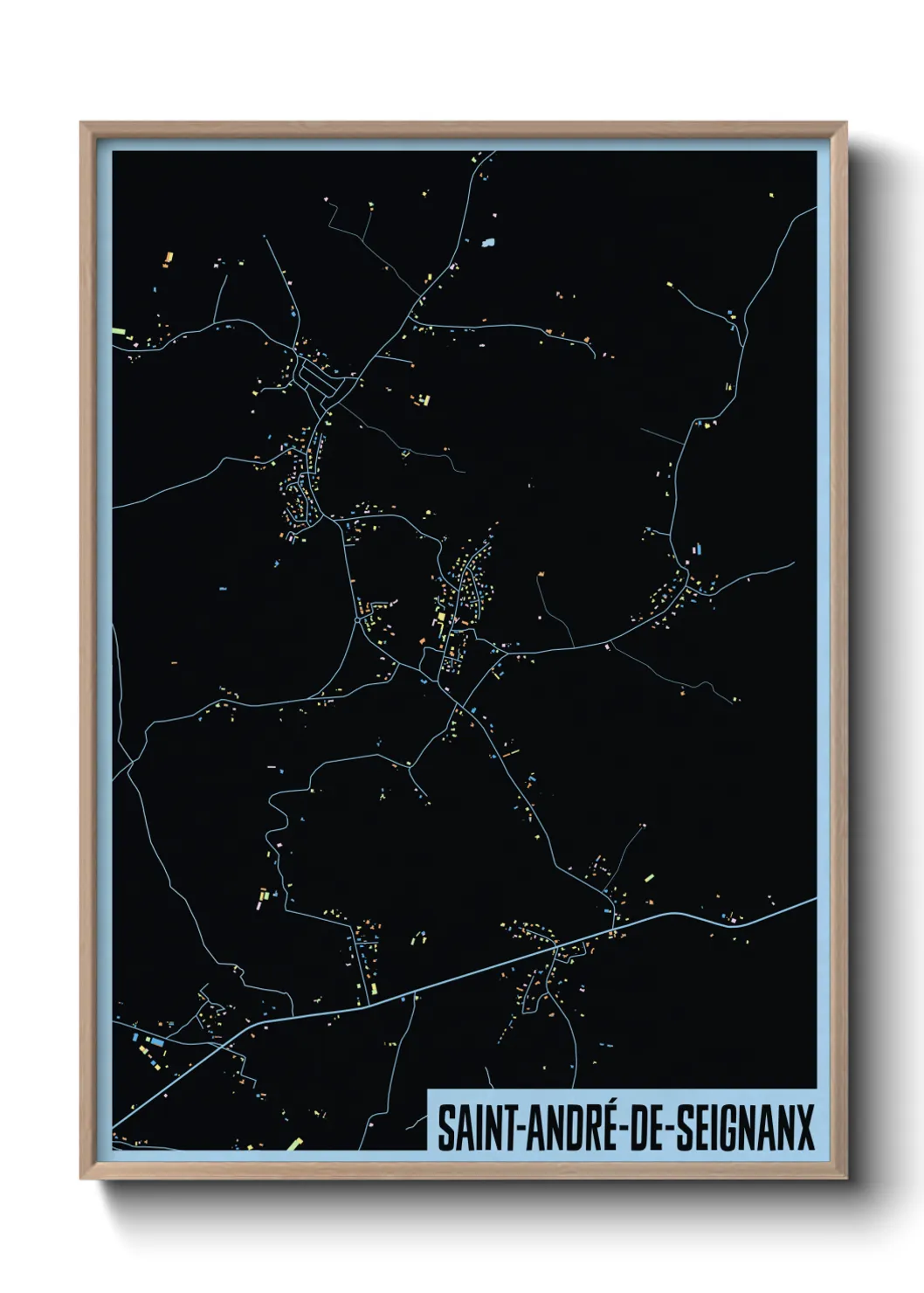 Une affiche de carte sur Saint-André-de-Seignanx