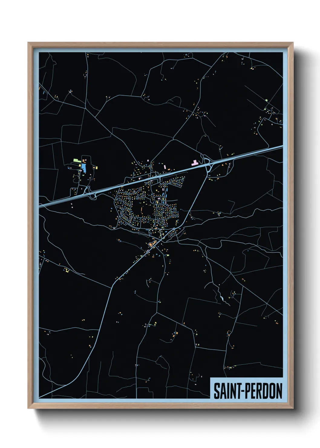 Une affiche de carte sur Saint-Perdon