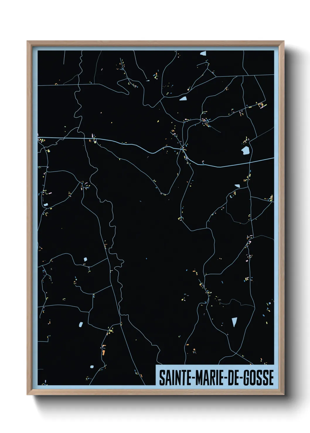 Une affiche de carte sur Sainte-Marie-de-Gosse