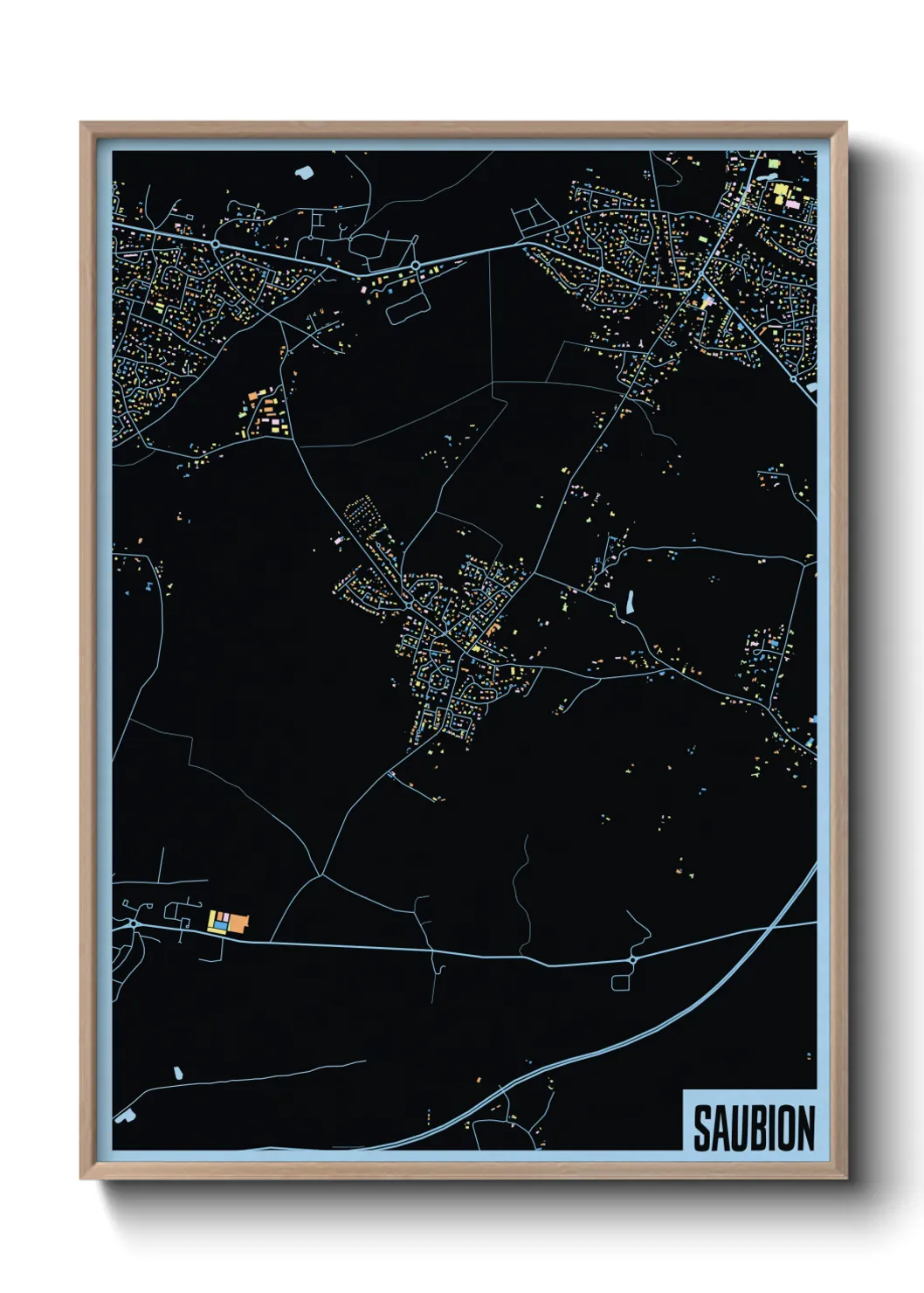 Une affiche de carte sur Saubion