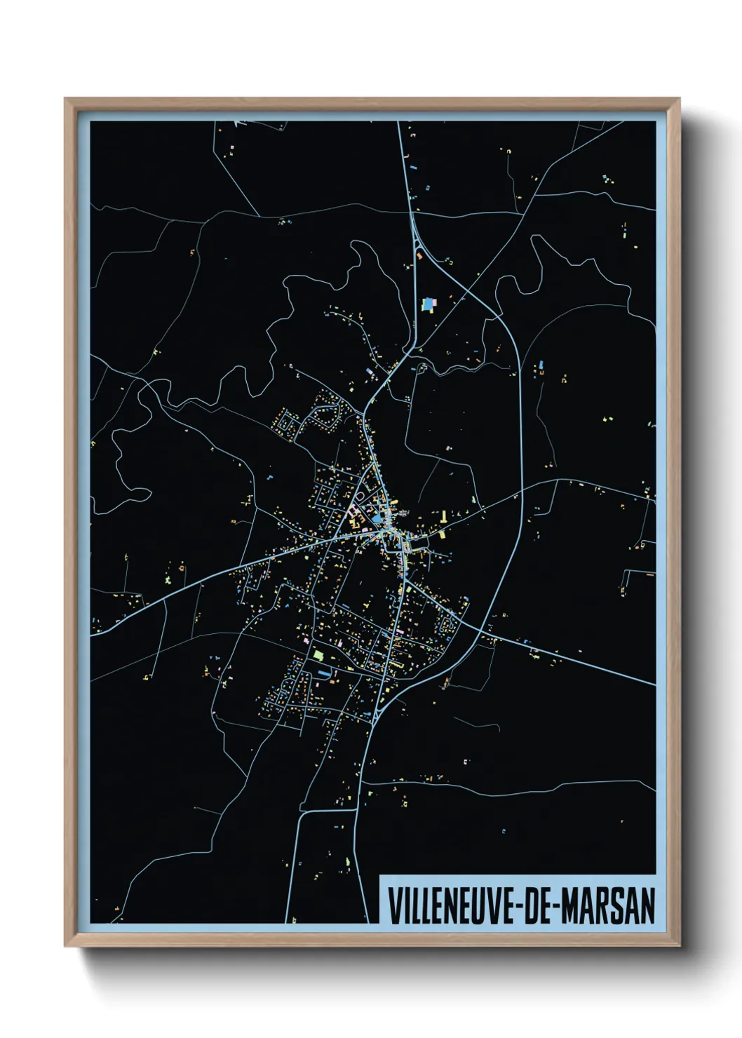 Une affiche de carte sur Villeneuve-de-Marsan
