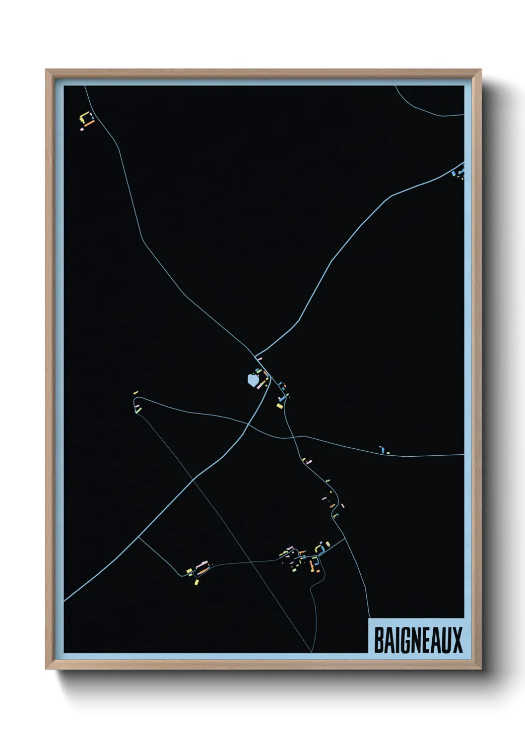 Une affiche de carte sur Baigneaux