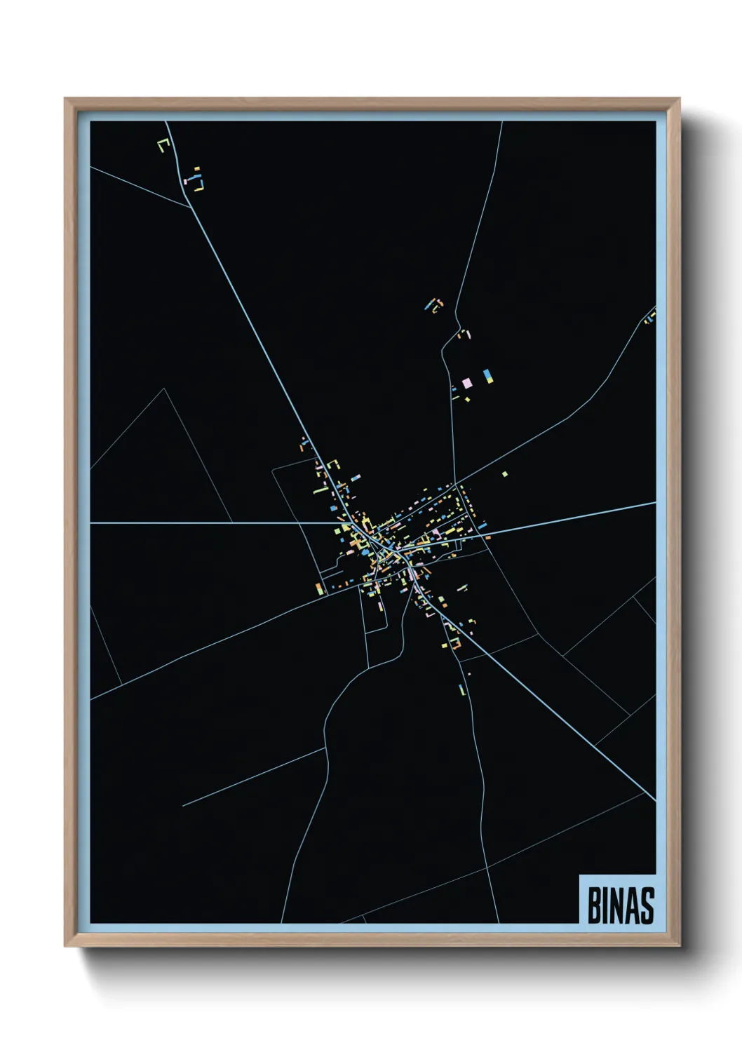 Une affiche de carte sur Binas