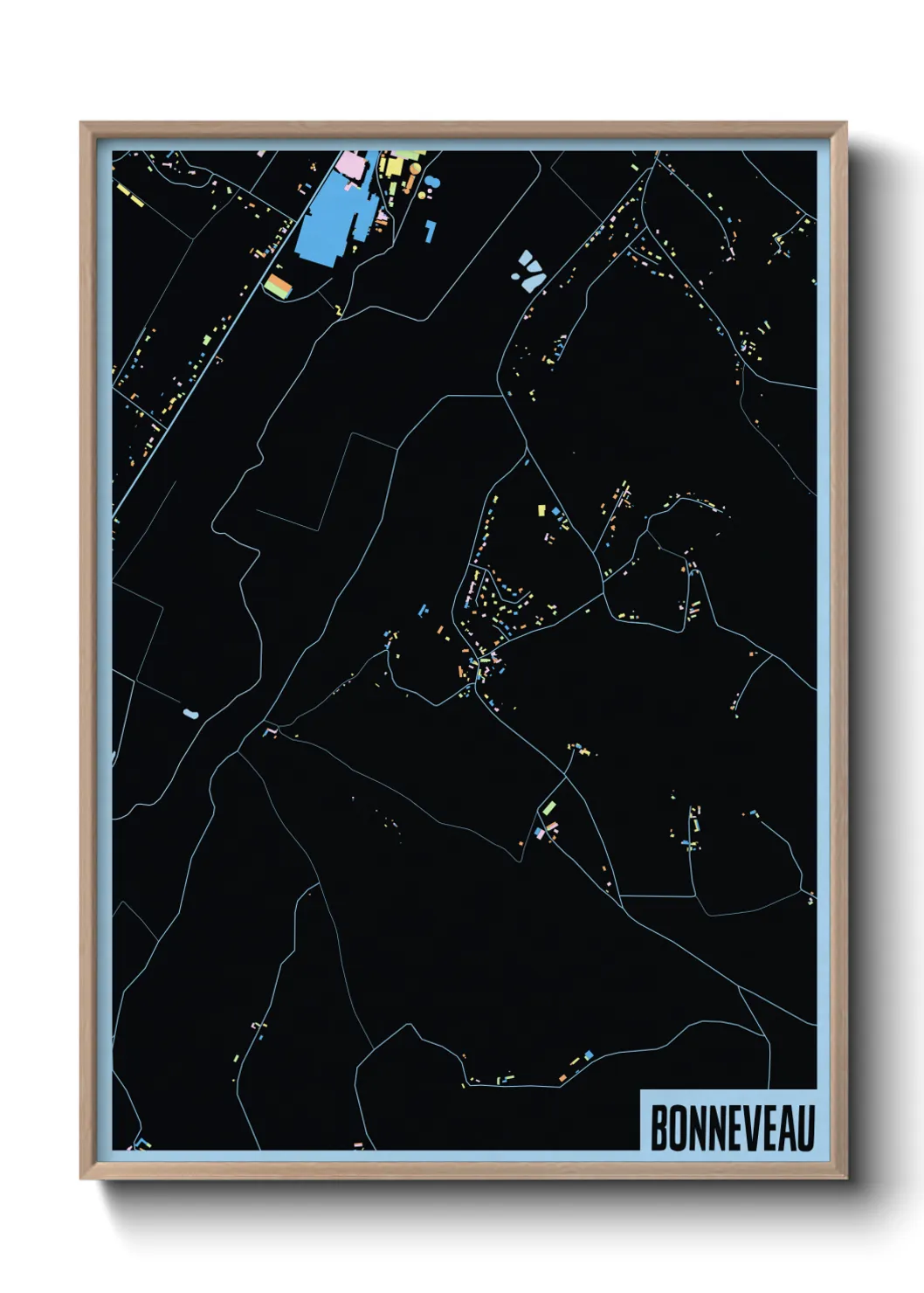 Une affiche de carte sur Bonneveau