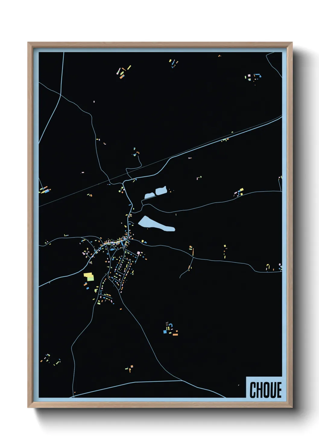 Une affiche de carte sur Choue