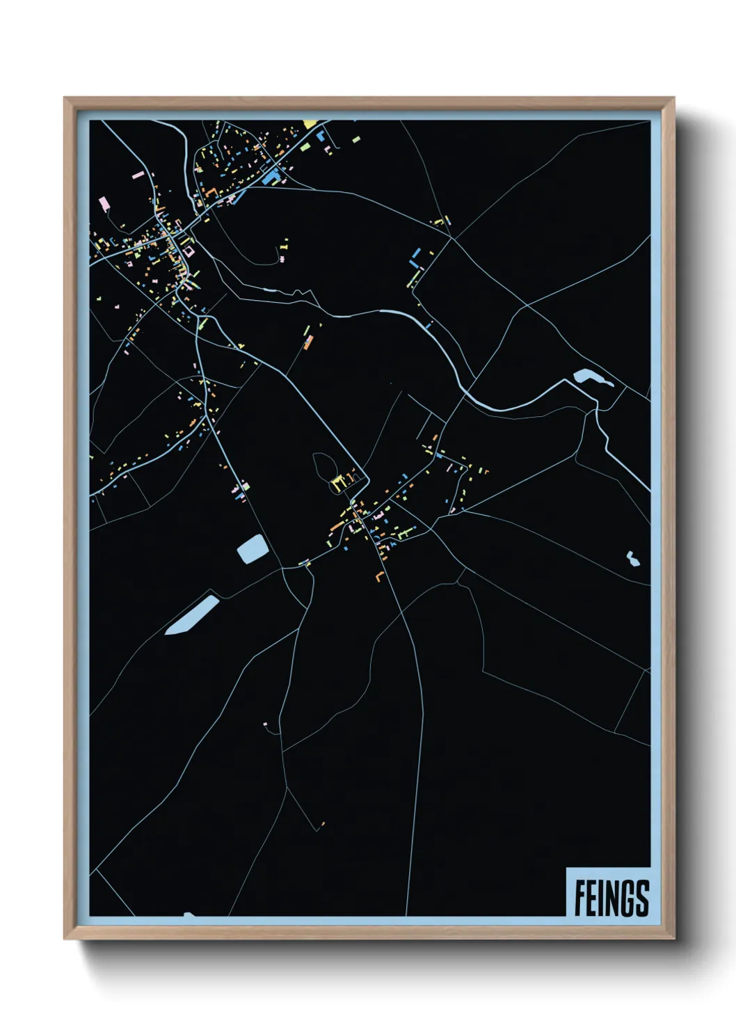 Une affiche de carte sur Feings