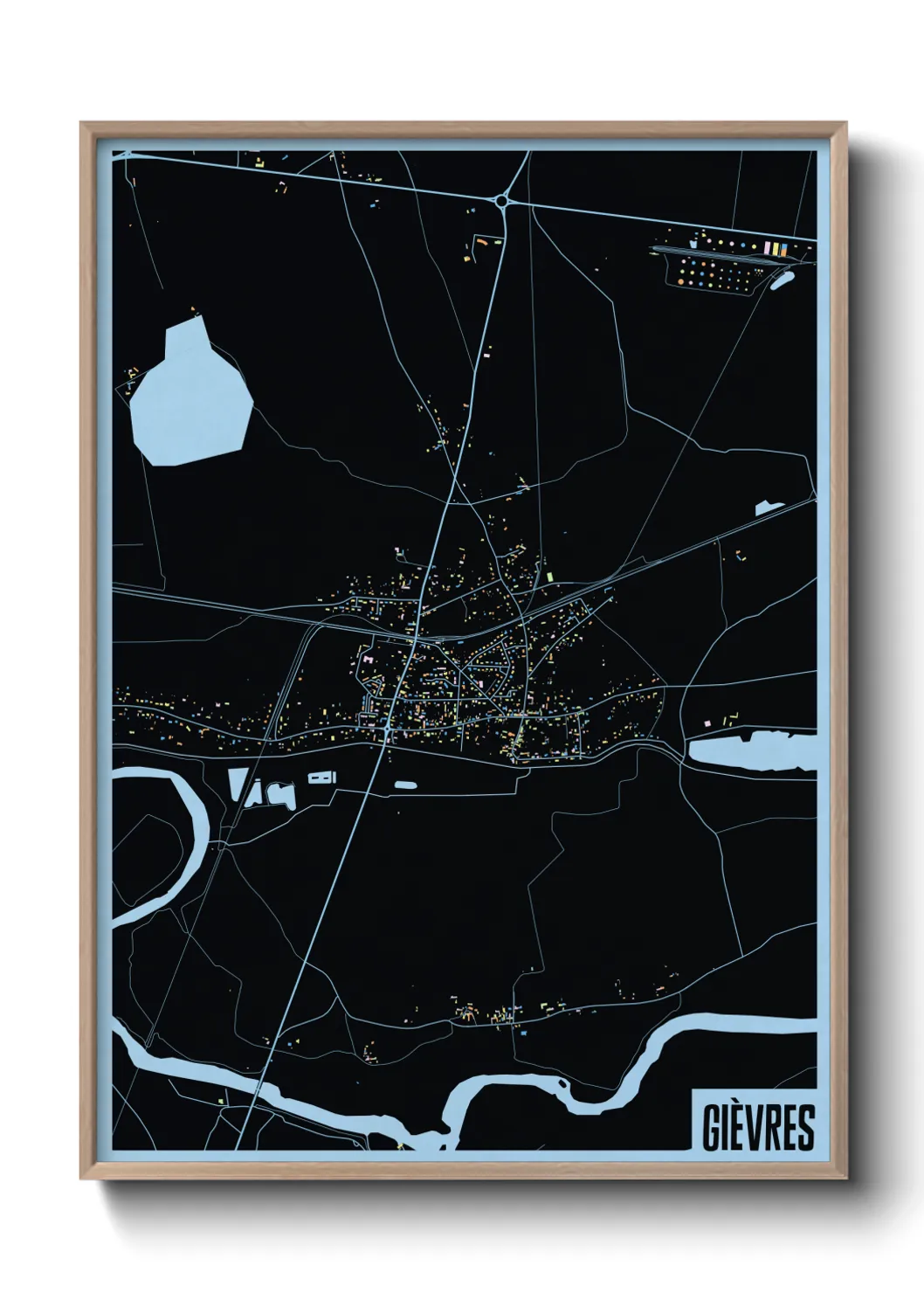 Une affiche de carte sur Gièvres