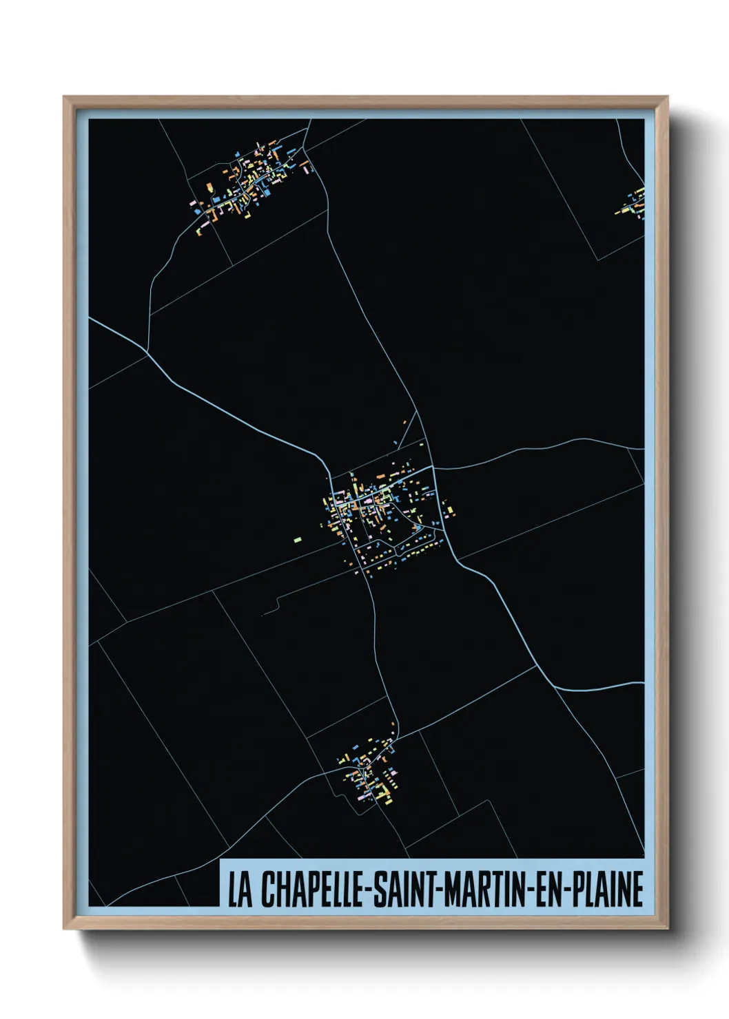 Une affiche de carte sur La Chapelle-Saint-Martin-en-Plaine