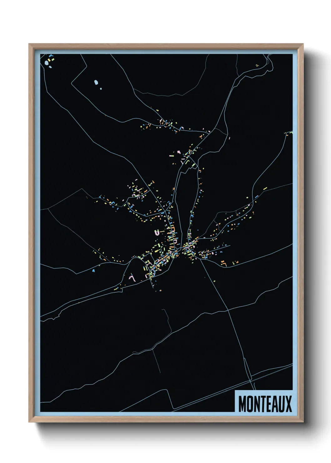 Une affiche de carte sur Monteaux