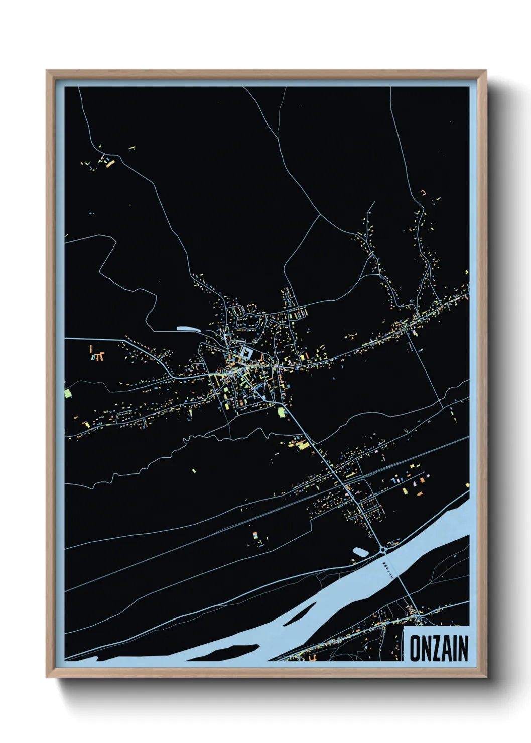 Une affiche de carte sur Onzain