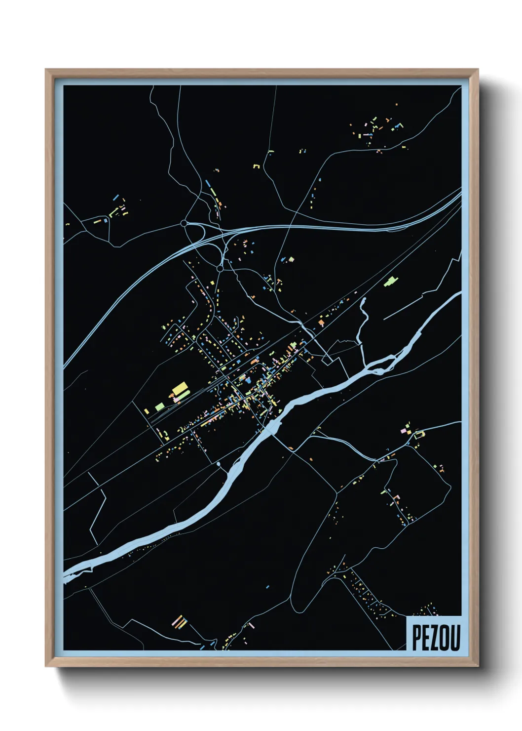 Une affiche de carte sur Pezou