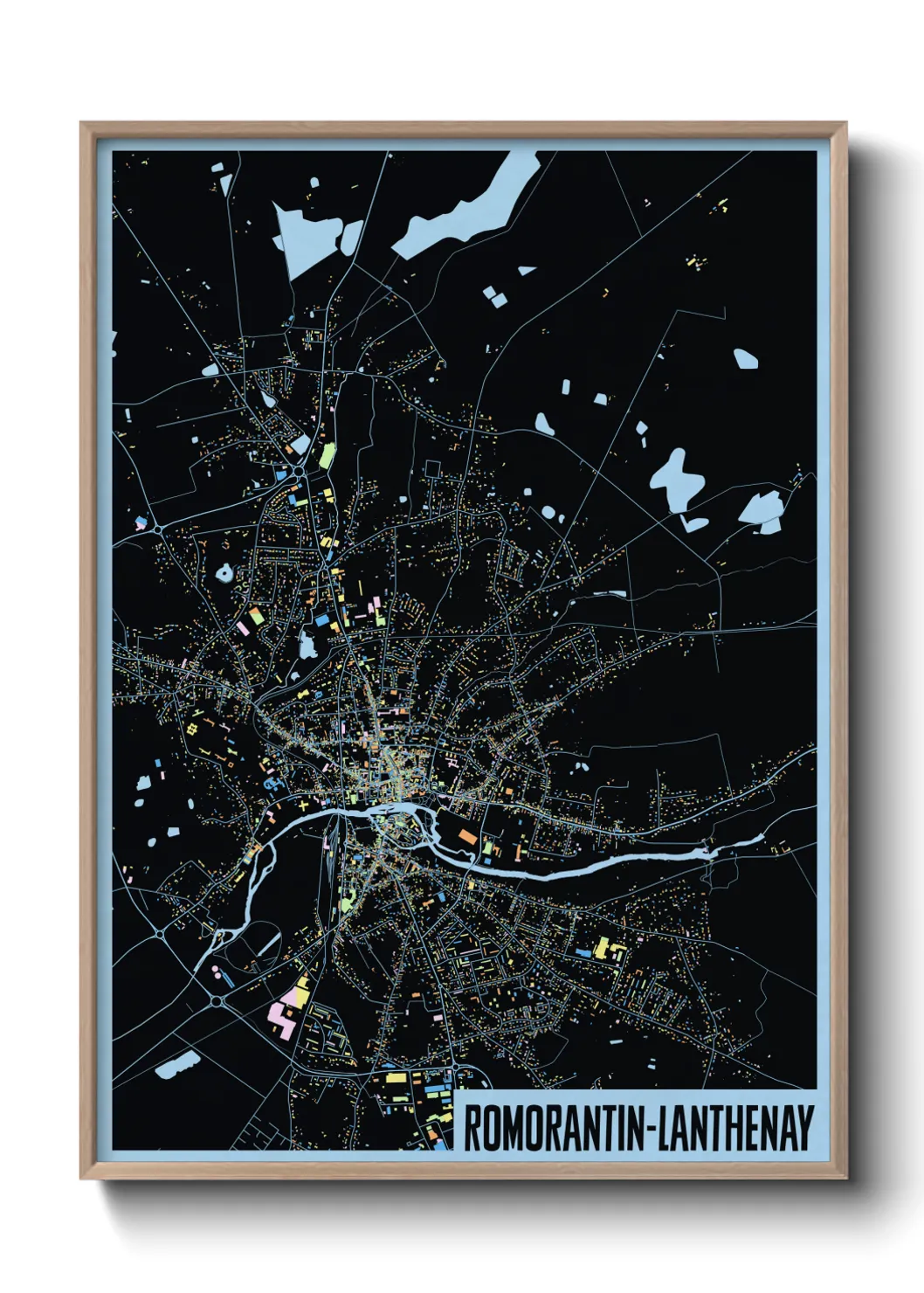 Une affiche de carte sur Romorantin-Lanthenay