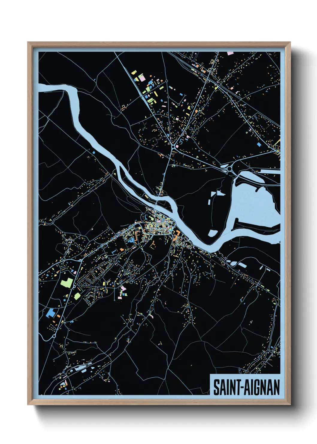 Une affiche de carte sur Saint-Aignan