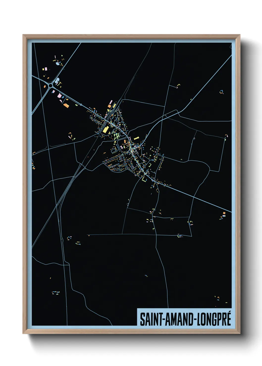 Une affiche de carte sur Saint-Amand-Longpré