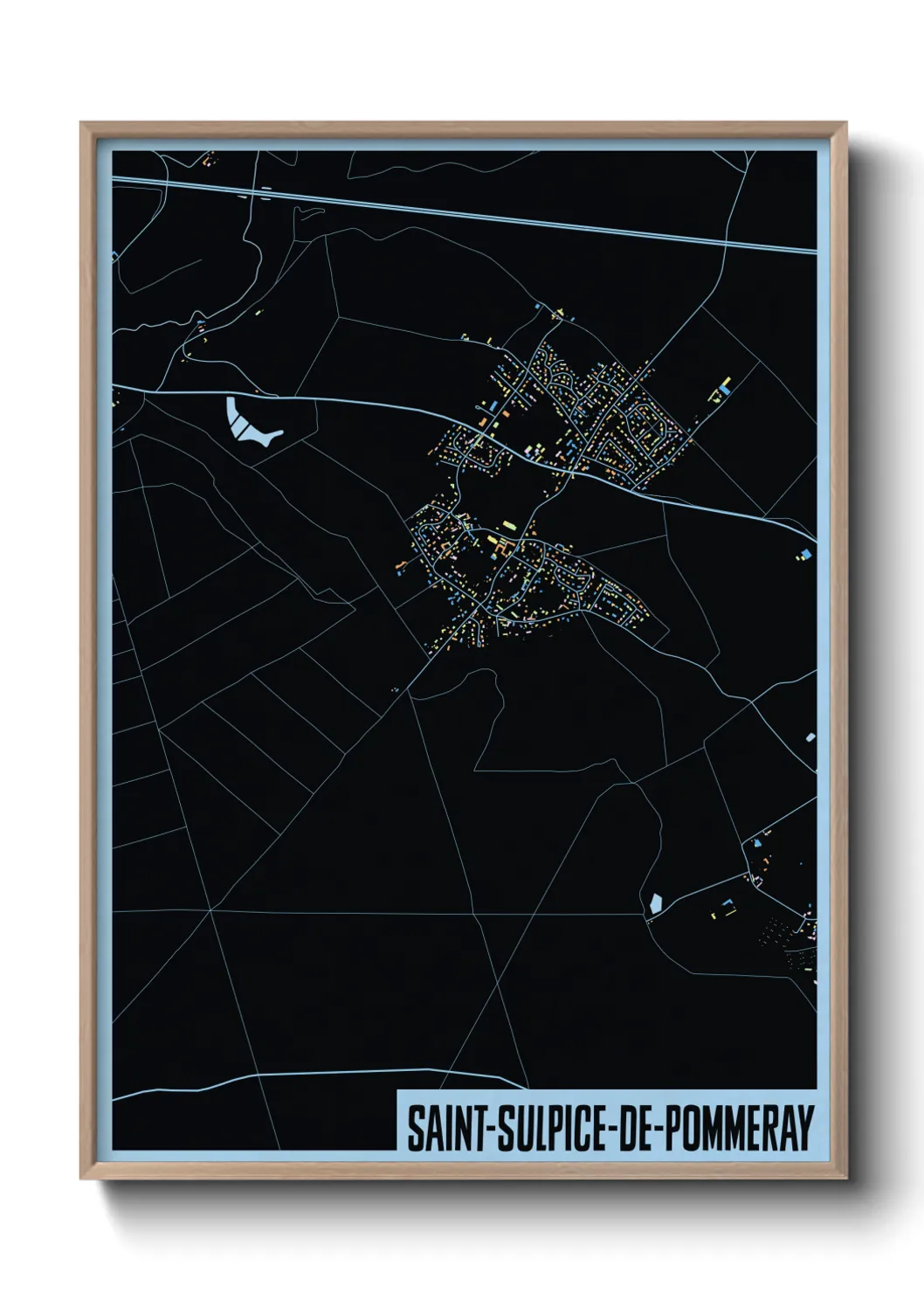 Une affiche de carte sur Saint-Sulpice-de-Pommeray