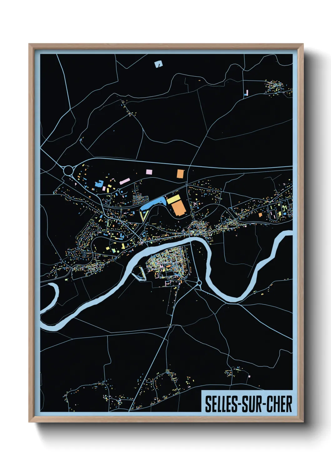 Une affiche de carte sur Selles-sur-Cher