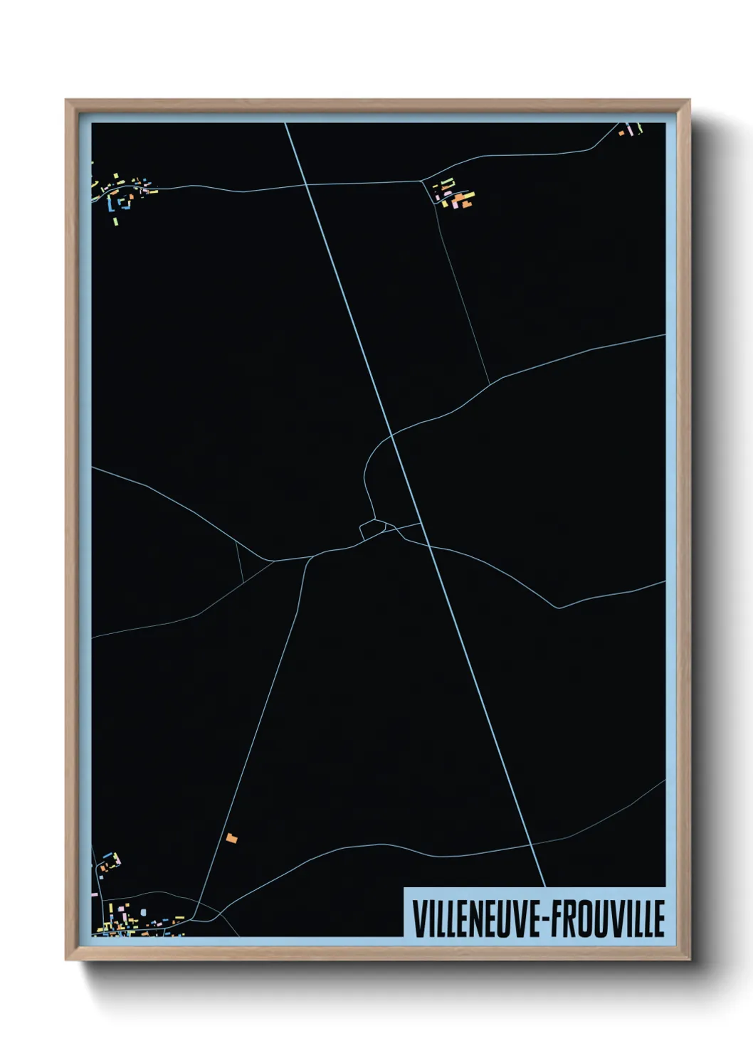 Une affiche de carte sur Villeneuve-Frouville