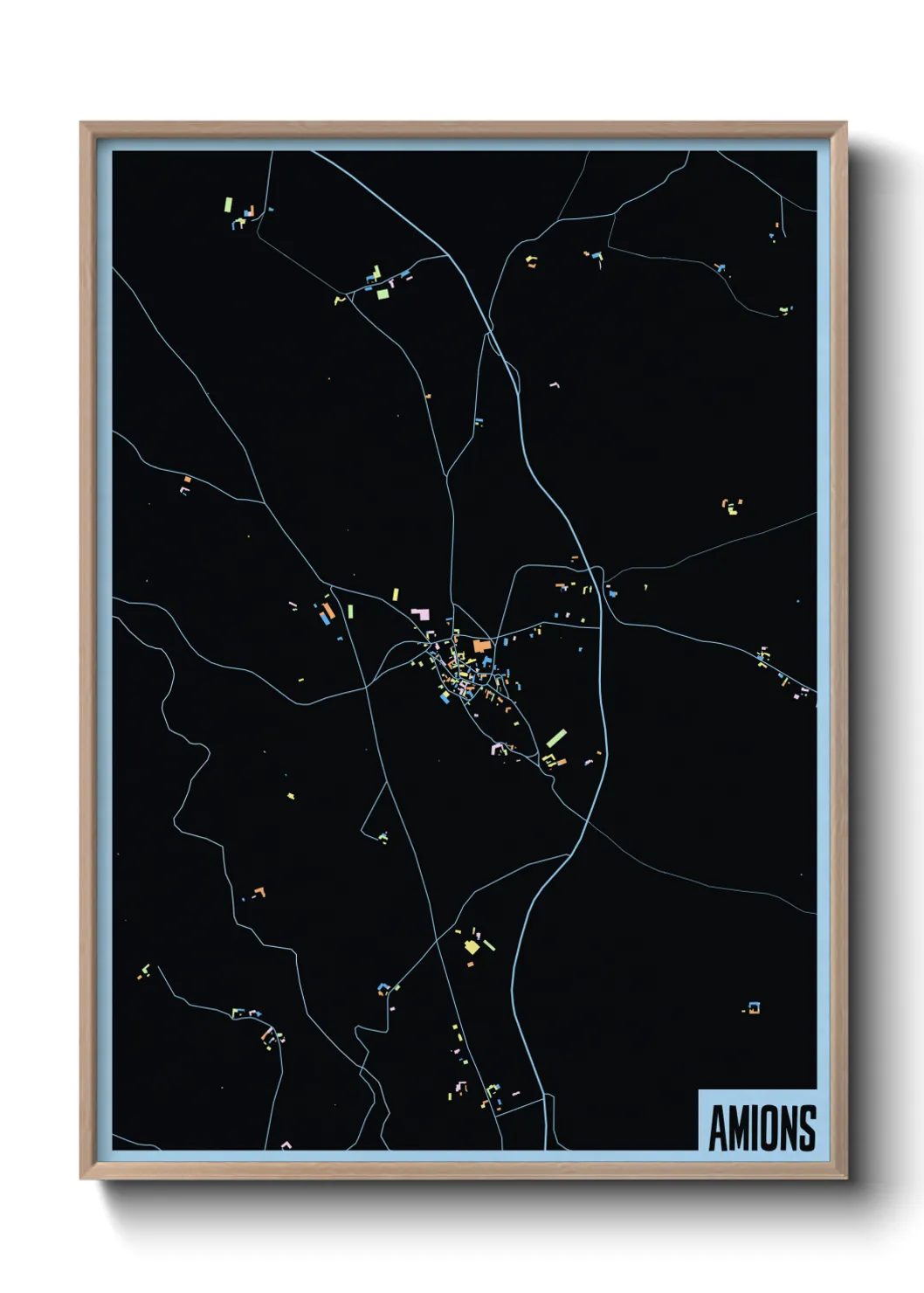 Une affiche de carte sur Amions