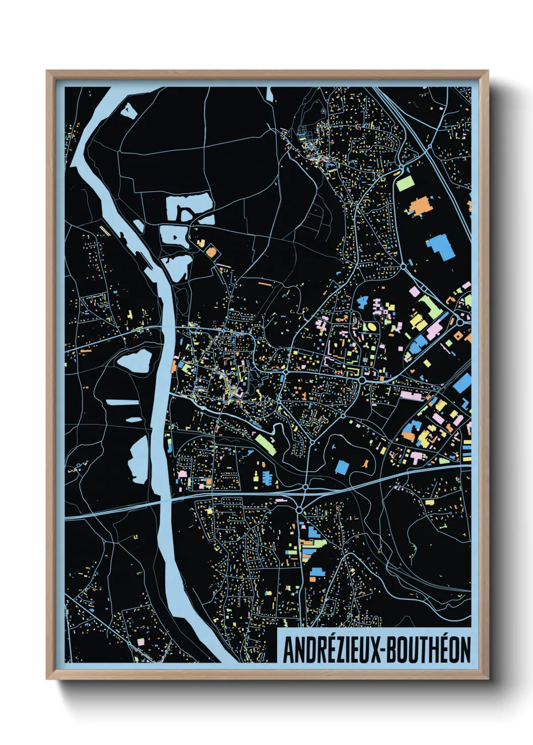 Une affiche de carte sur Andrézieux-Bouthéon